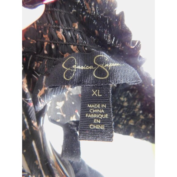 Jessica Simpson XL Black Print Smocked Cami Strappy Back - Picture 9 of 11